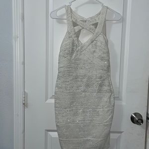 White and Silver glitter dress
